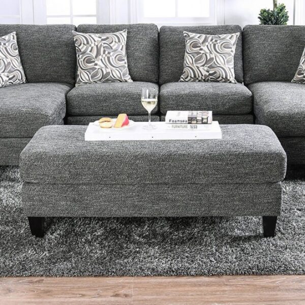 Lowry Transitional Gray Chenille Ottoman – CM6363-OT by Furniture of America 7