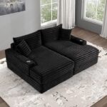 Tavedestrand Black Double Chaise Sofa with USB Ports – FM6900BK-PK by Furniture of America 20