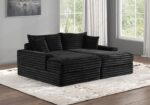 Tavedestrand Black Double Chaise Sofa with USB Ports – FM6900BK-PK by Furniture of America 15