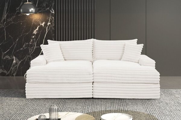 Tavedestrand White Double Chaise Sofa with USB Ports – FM6900WH-PK by Furniture of America 7