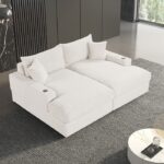 Tavedestrand White Double Chaise Sofa with USB Ports – FM6900WH-PK by Furniture of America 11