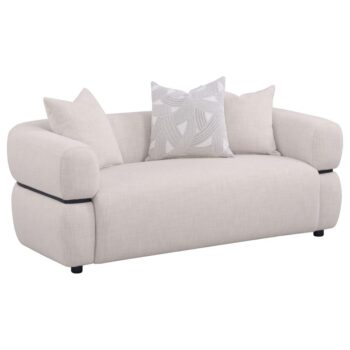 Jeanette 73-inch Fabric Upholstered Round Arm Loveseat Beige by Coaster Furniture