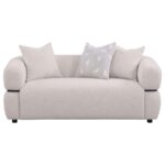 Jeanette 73-inch Fabric Upholstered Round Arm Loveseat Beige by Coaster Furniture Luxury Loveseats Mobilia Cleopatra 12 Jeanette 73-inch Fabric Upholstered Round Arm Loveseat Beige by Coaster Furniture 12