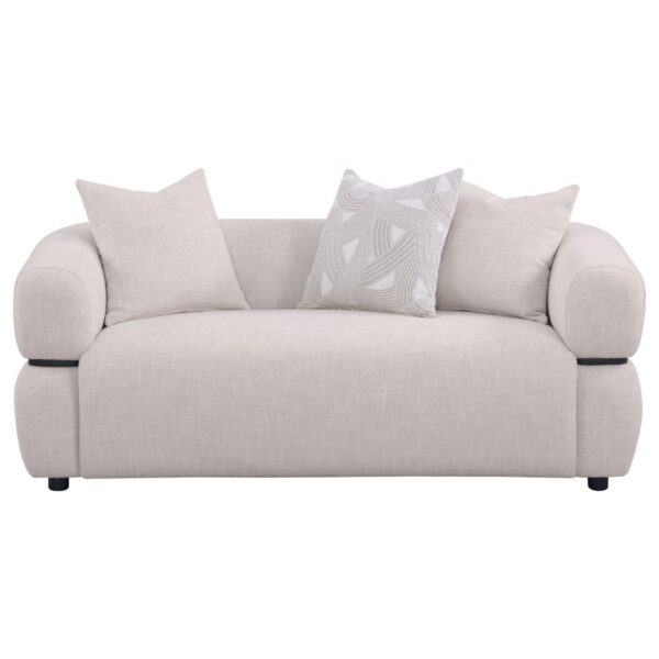 Jeanette 73-inch Fabric Upholstered Round Arm Loveseat Beige by Coaster Furniture 8