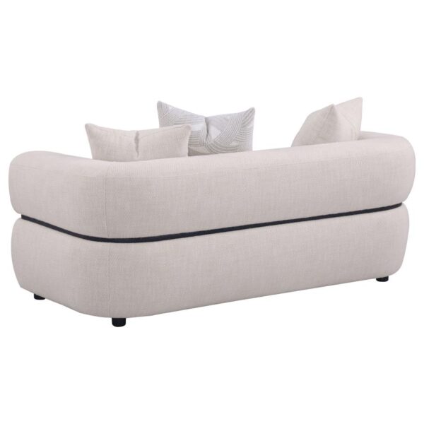 Jeanette 73-inch Fabric Upholstered Round Arm Loveseat Beige by Coaster Furniture 10