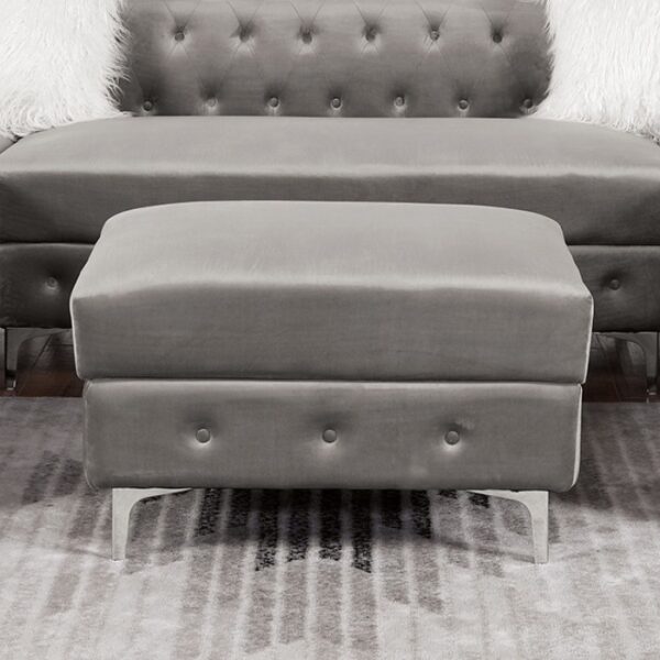 Ciabattoni Gray Ottoman – Transitional Tufted Flannelette Design CM6256GY-OT by Furniture of America 8