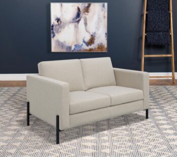 Tilly Upholstered Track Arm Loveseat Oatmeal by Coaster Furniture