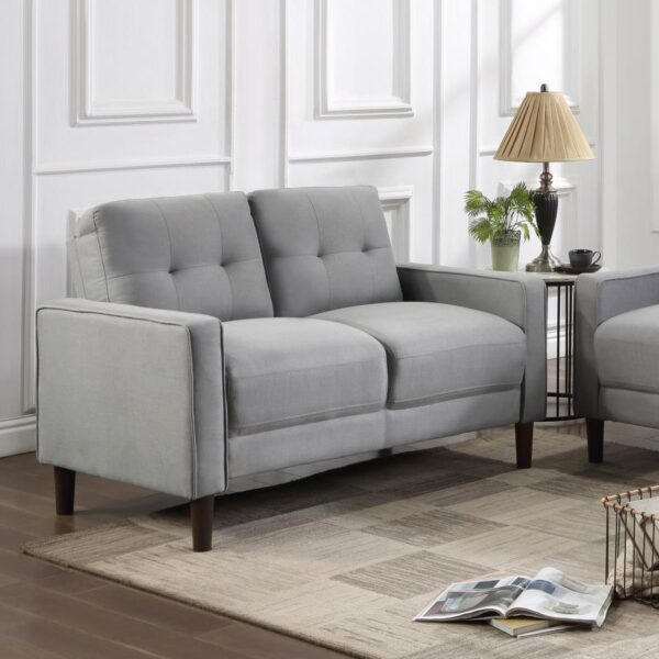 Bowen Upholstered Track Arm Tufted Loveseat Gray by Coaster Furniture 7