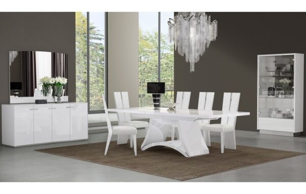 D313 High Gloss White Dining Set By Gu Furniture 6