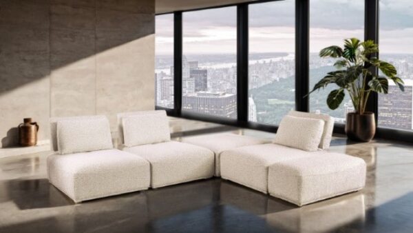 Stavanger Beige Bouclé L-Sectional Contemporary Modular Sofa FM63001BG-F by Furniture of America 10