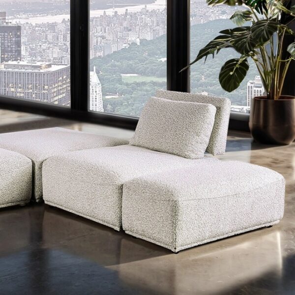 Stavanger Light Gray Bouclé L-Sectional Contemporary Modular Sofa FM63001LG-F by Furniture of America 8