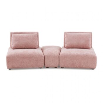 Stavanger Pink Curved 2-Seater Sofa with Ottoman Contemporary FM63001PK-D by Furniture of America