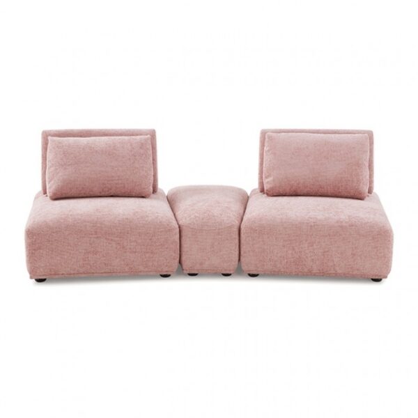 Stavanger Pink Curved 2-Seater Sofa with Ottoman Contemporary FM63001PK-D by Furniture of America 7
