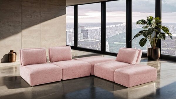 Stavanger Pink L-Sectional Sofa Contemporary Bouclé FM63001PK-F by Furniture of America 9