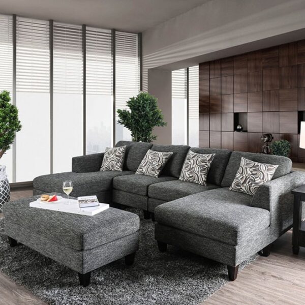 Lowry Gray Sectional Sofa with Ottoman CM6363-SET by Furniture of America 9