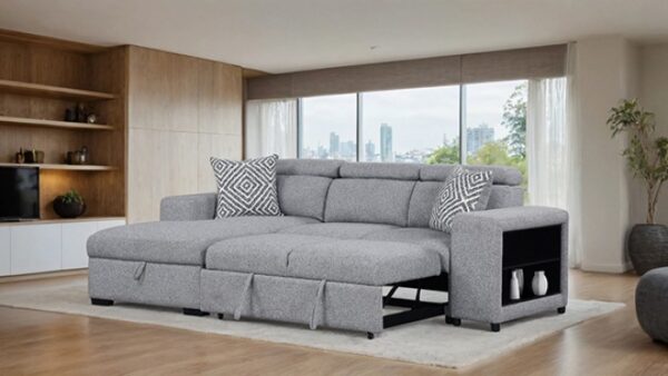 Chatteris Gray Contemporary Sectional Sofa with Sleeper & Storage FM64000GY-SECT-R by Furniture of America 16