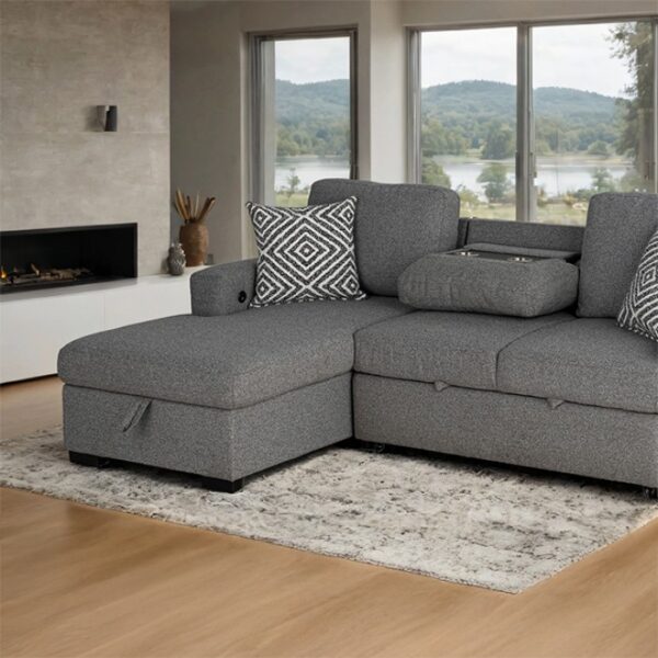 Chatham Gray Contemporary Sectional Sofa with Sleeper FM64005GY-SECT-L by Furniture of America 12