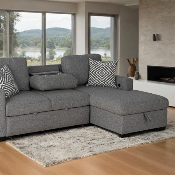 Chatham Gray Contemporary Sectional Sofa with Sleeper FM64005GY-SECT-R by Furniture of America 13