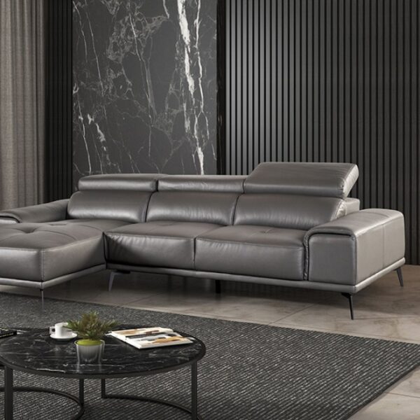 Vadso Contemporary Dark Gray Leather Match Sectional Sofa FM69005DG-SECT-L by Furniture of America 9
