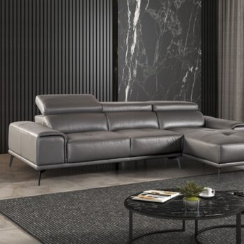 Vadso Contemporary Dark Gray Leather Match Sectional Sofa FM69005DG-SECT-R by Furniture of America