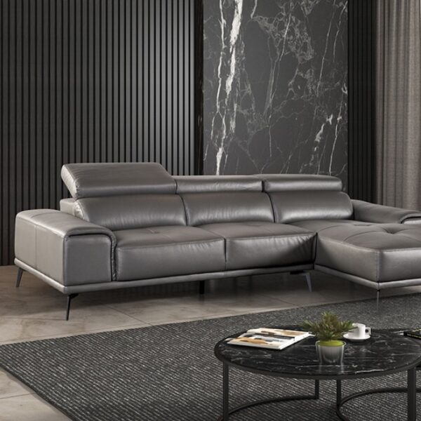Vadso Contemporary Dark Gray Leather Match Sectional Sofa FM69005DG-SECT-R by Furniture of America 8