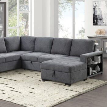 Stockwell Contemporary Dark Gray Sleeper Sofa Sectional FM6966DG-SECT by Furniture of America