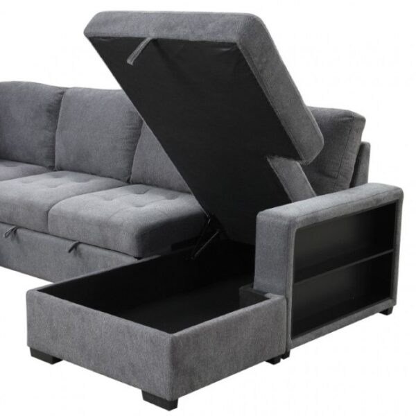 Stockwell Contemporary Dark Gray Sleeper Sofa Sectional FM6966DG-SECT by Furniture of America 11