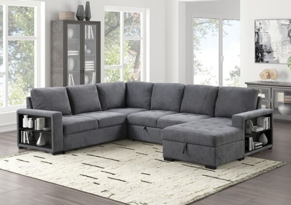Stockwell Contemporary Dark Gray Sleeper Sofa Sectional FM6966DG-SECT by Furniture of America 14