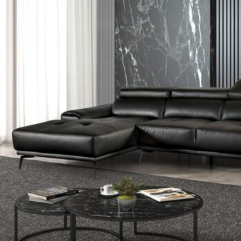 Vadso Contemporary Black Sectional with Left Chaise | FM69005BK-SECT-L by Furniture of America