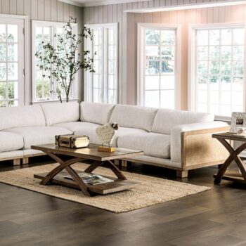 Arendal Contemporary Beige Sectional with Rattan Details | CM9984-SECT by Furniture of America