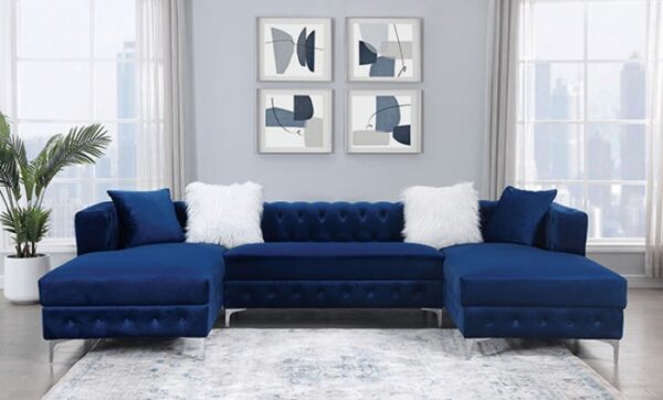 Ciabattoni Transitional Navy Double Chaise Sectional Sofa | CM6256NV-SECT by Furniture of America 13