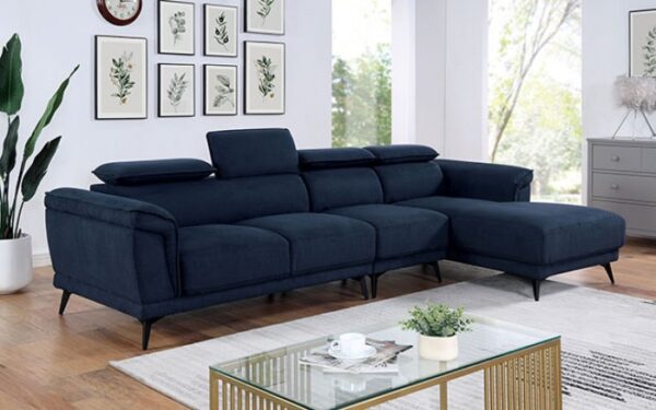 Napanee Contemporary Navy Sectional Sofa with Adjustable Headrests CM6254BL-SECT  by Furniture of America 11
