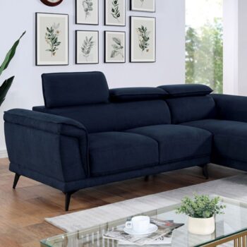 Napanee Contemporary Navy Sectional Sofa with Adjustable Headrests CM6254BL-SECT  by Furniture of America