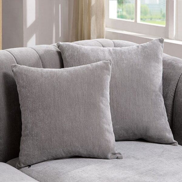 Goodwick Mid-Century Modern Light Gray Chenille Sectional Sofa with Chaise CM6947-SECT by Furniture of America 9