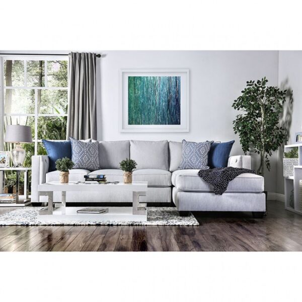 Ornella Transitional Light Gray Sectional Sofa with Tufted Arms | SM2671-SECT by Furniture of America 16