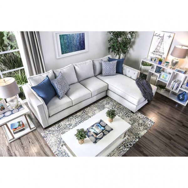 Ornella Transitional Light Gray Sectional Sofa with Tufted Arms | SM2671-SECT by Furniture of America 17