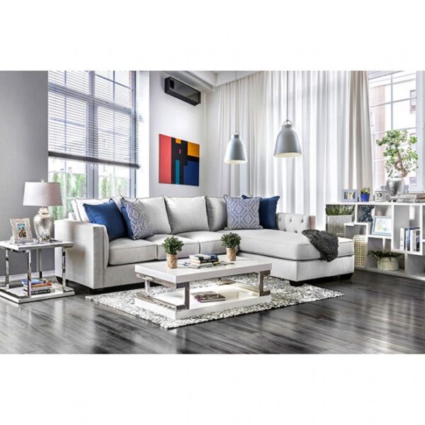 Ornella Transitional Light Gray Sectional Sofa with Tufted Arms | SM2671-SECT by Furniture of America 18