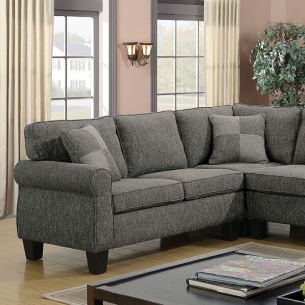 Rhian Transitional Dark Gray Sectional Sofa with Rolled Arms  CM6329GY-SECT-VN by Furniture of America 7