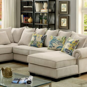 Skyler Transitional Beige Sectional Sofa with Nailhead Trim CM6156-SECTIONAL by Furniture of America