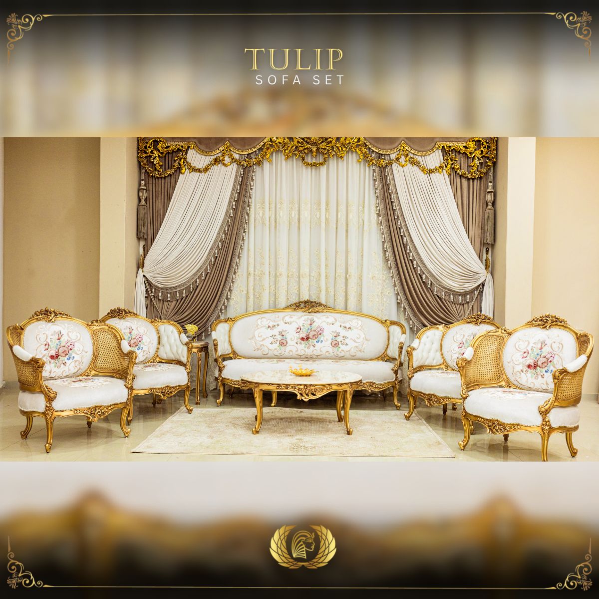 5Pcs Handmade Gold Tulip Sofa Set Handmade Living Mobilia Cleopatra 3 5Pcs Handmade Gold Tulip Sofa Set 3