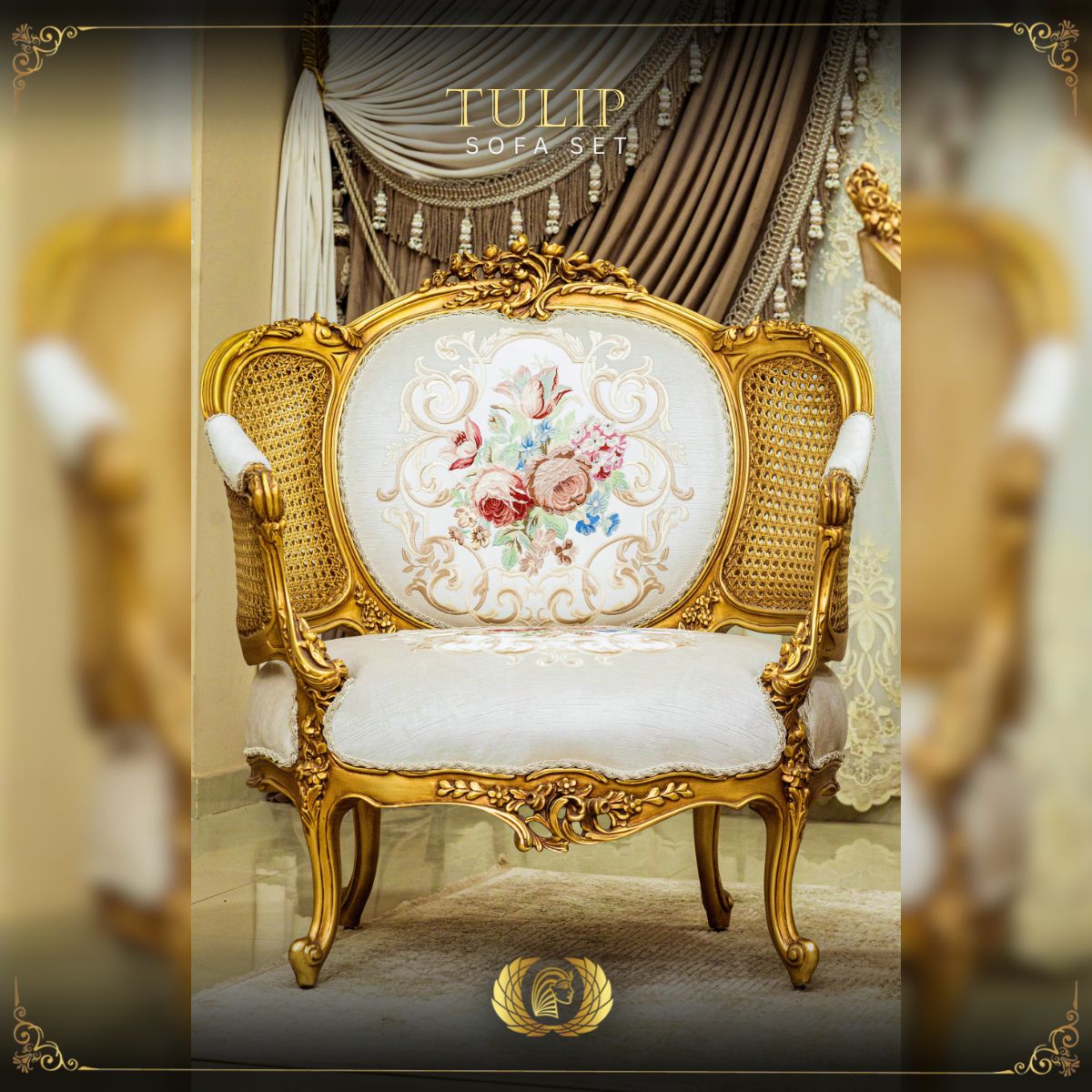 Handmade Gold Tulip Chair 1 Handmade Living Mobilia Cleopatra 3 Handmade Gold Tulip Chair 1 3
