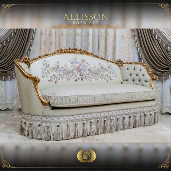 5Pcs Handmade Allison Gold Sofa Set - Image 4