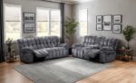 Hieronymus Dark Gray Manual Reclining Sofa with Pillow Top Arms | FM64001DG-SF-M by Furniture of America 8