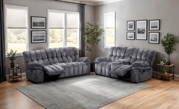 Hieronymus Dark Gray Manual Reclining Sofa with Pillow Top Arms | FM64001DG-SF-M by Furniture of America 6