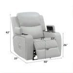 Elonzo Power Motion Recliner in Light Gray Leather LV05902 By ACME - Image 2