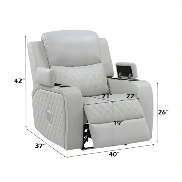 Elonzo Power Motion Recliner in Light Gray Leather LV05902 By ACME - Image 2