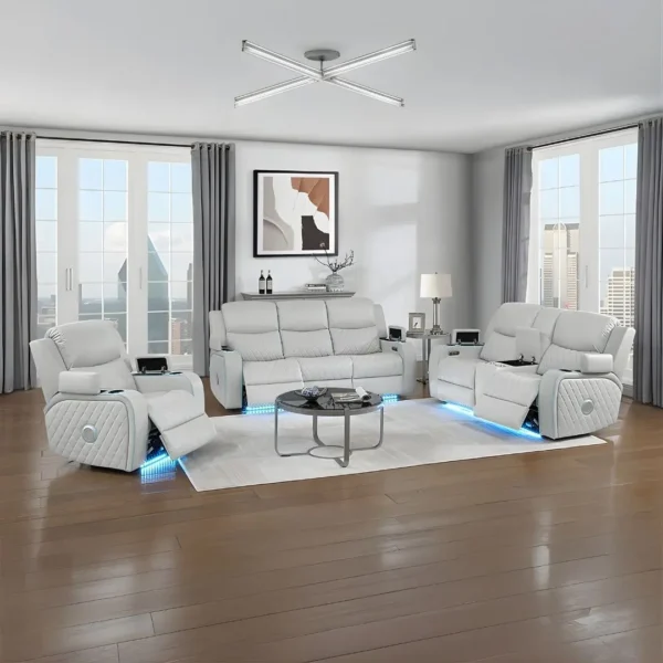 Elonzo Power Motion Recliner in Light Gray Leather LV05902 By ACME - Image 6