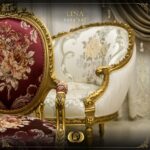 4Pcs Handmade Gold Beige Red Chantelle Lina Sofa Set 16