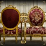 4Pcs Handmade Gold Beige Red Chantelle Lina Sofa Set 18