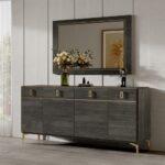 Venezia Accent Mirror in Gray Finish AC04718 By ACME Luxury Bedroom Dressers & Mirrors Mobilia Cleopatra 13 Venezia Accent Mirror in Gray Finish AC04718 By ACME 13